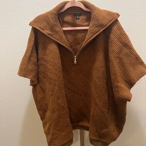 Ann Taylor Ribbed Zip Poncho Sweater